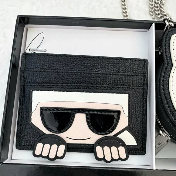 Karl Lagerfeld Paris Karl & Choupette 2pc Mini Cat Purse & Card Holder Gift Set - Picture 7 of 10